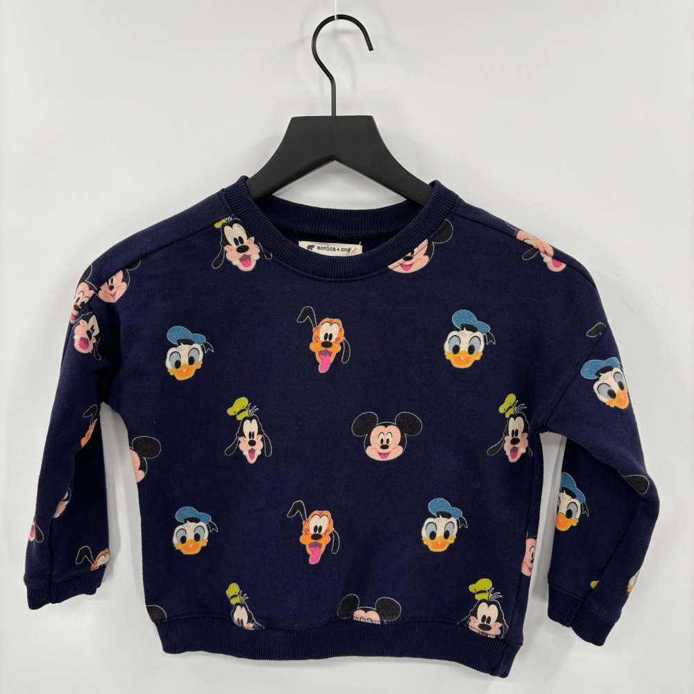 Monica + Andy Sweatshirt Kids 4T Navy Disney Mickey Donald Goofy Organic Cotton